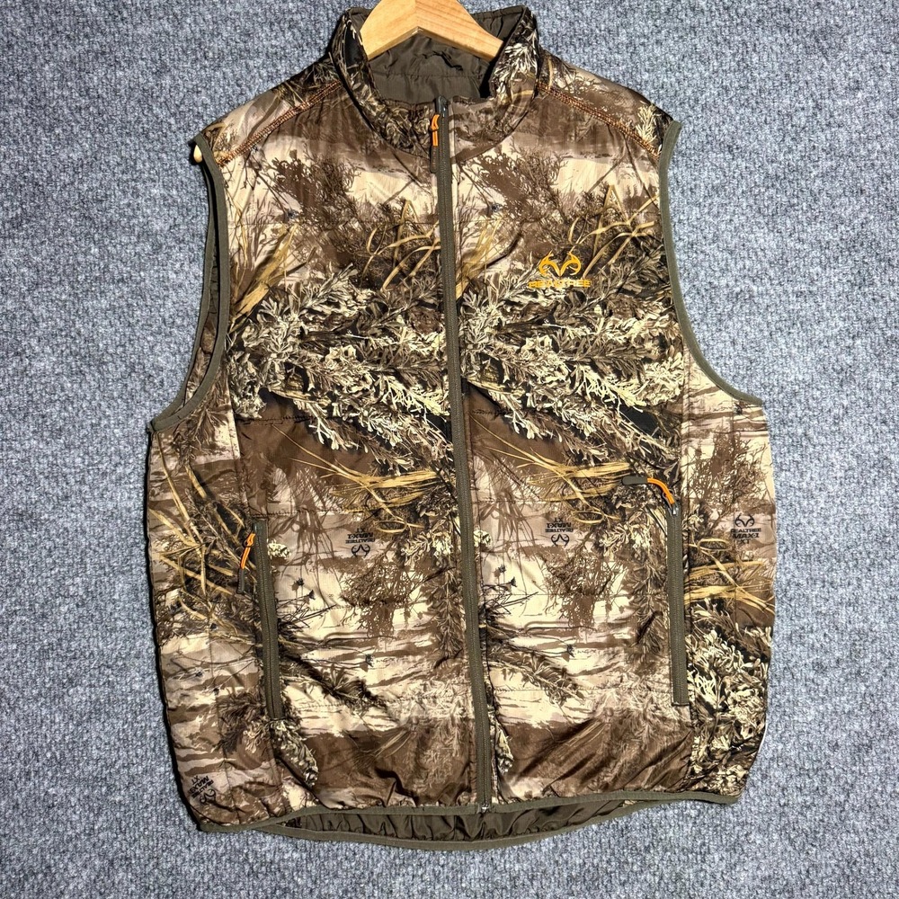 Realtree Hunting Vest Brown Camo Reversible Sleeveless Men's Size Extra Large